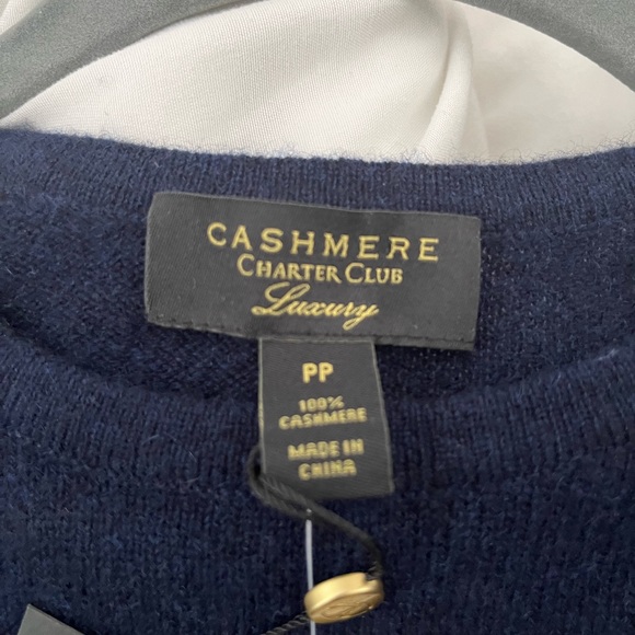 Charter Club 100% Cashmere Luxury Crewneck Sweater Size PP Admiral Blue (Navy) - Picture 6 of 8